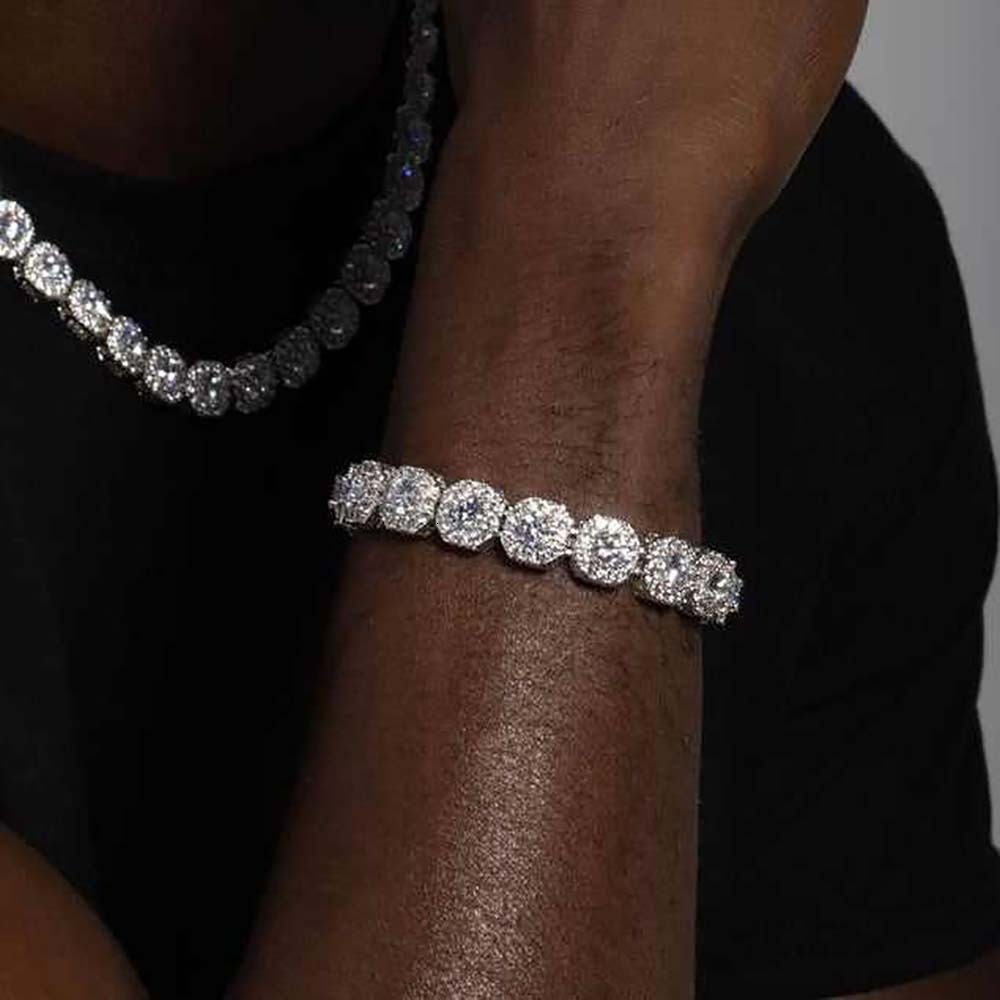 Pendientes 2024 Tendencia Hip Hop Clustered Tennis Chain for Men Iced Out Zircon Necklace Rapper Rock Jewelry