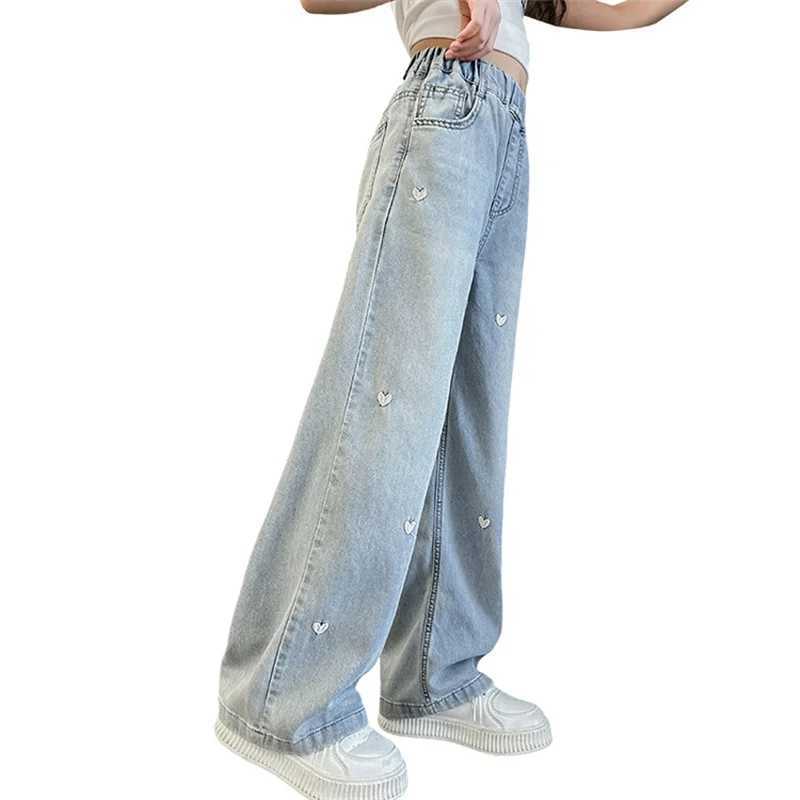 2024 new early summer spring style girls jeans fashion trend all matching wide-leg pants Cuppa children straight pants summerT250326