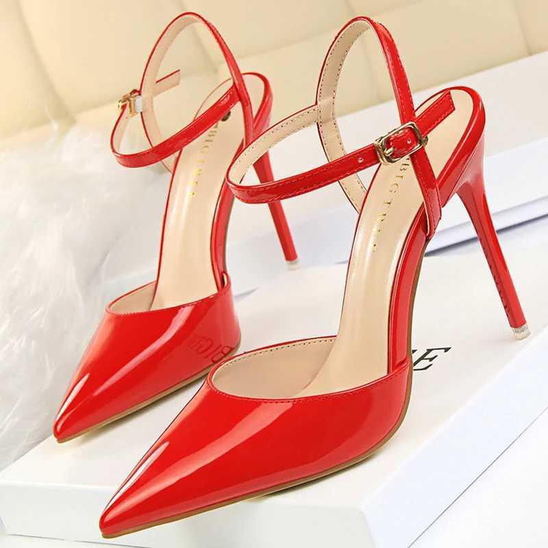 Bigtree shoes Fi sandals Wen 2025 patent leather High H Wen sandals summer high heels sandals Pointed Toe Wen pump Y250319