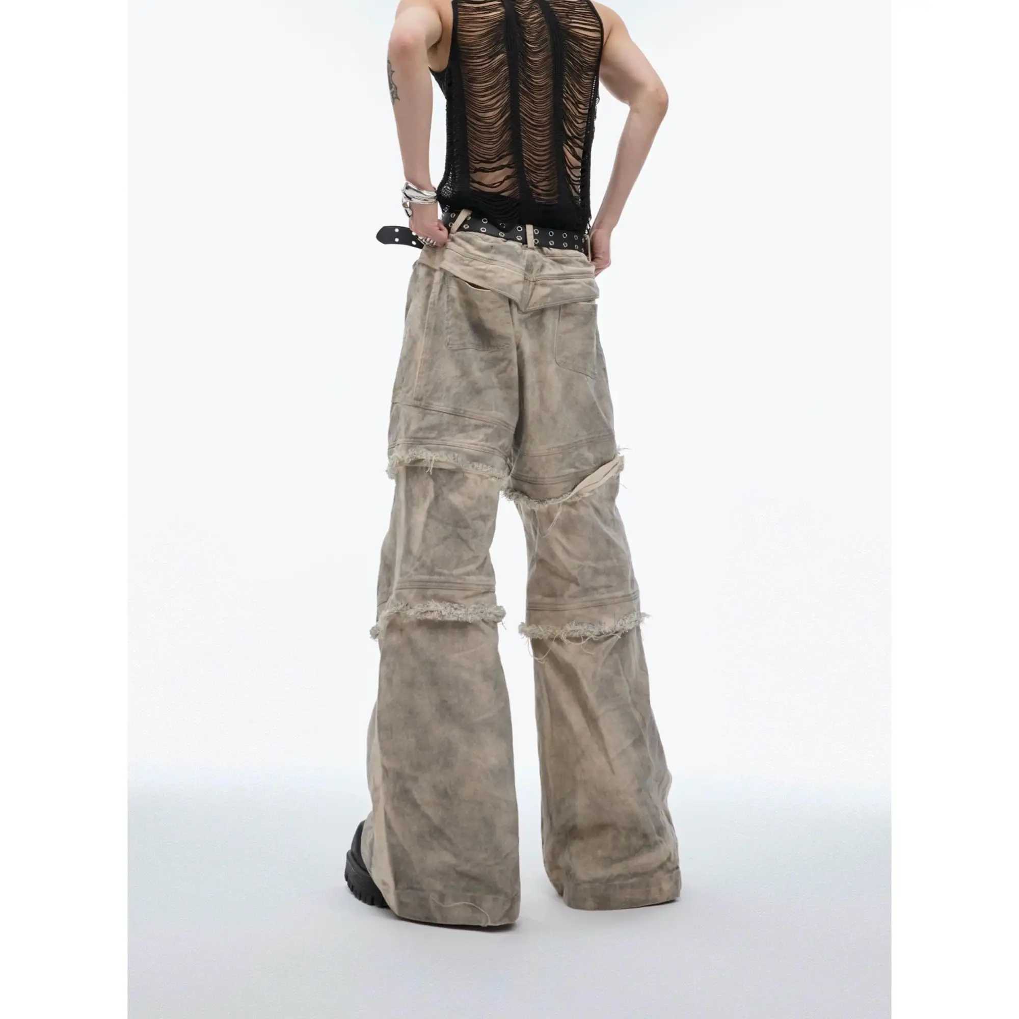 Advanced Design Spring Mens and Womens Street Trendy Personality Straight Tube Destruction Jeans Couple Loose Retro Casual PantsT250319