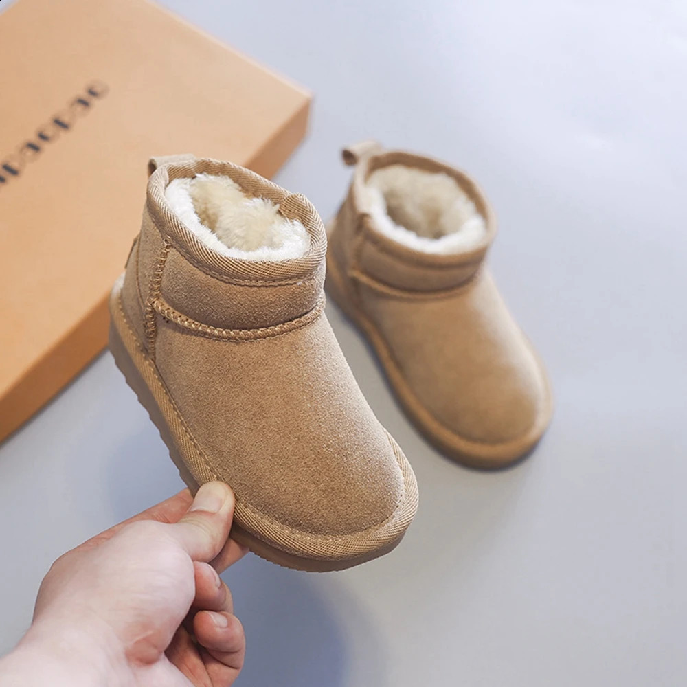Children Snow Boots for Boys Girls Medium Big Kids Autumn Winter Warm Thermal Thick Plush Boots Classic 250319