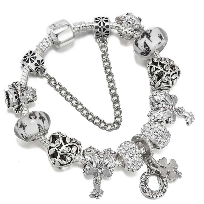 Enamel Donut Beads Bracelets With Silver Color Chain Bracelets For Women Men Fiancee Bijoux Pulseras Jewelry Gift