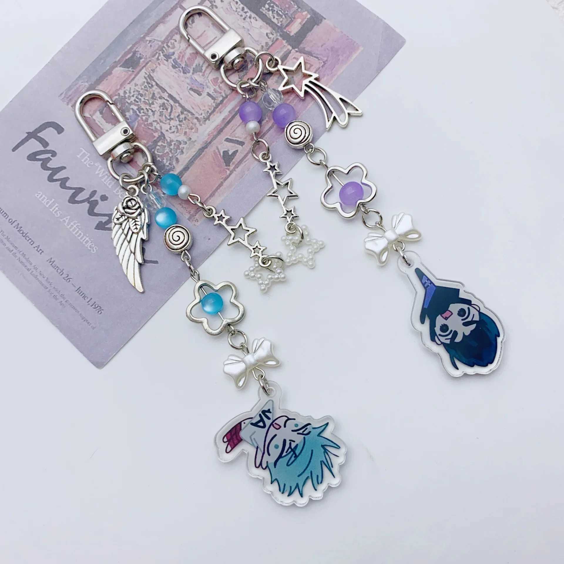 Alien Stage IVAN TILL Keychain Heart Bow Phone Charm Bead Keychain Versatile Backpack Decoration Accessories GiftsXJ250319
