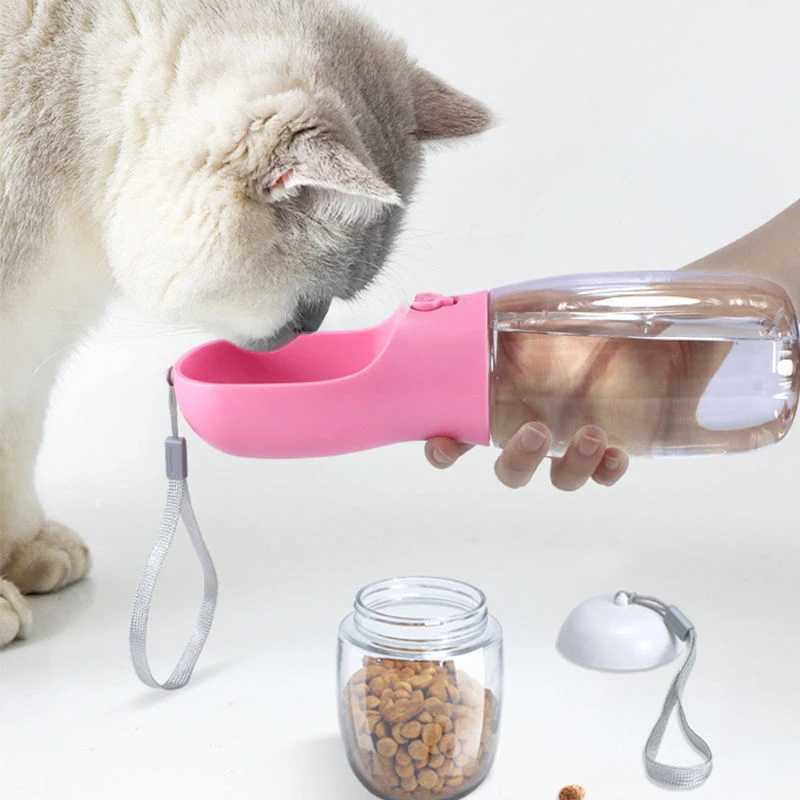 Dog Water Food Bottle Portable Travel Pet Drinker Dog Bowl Food Cat Fountain Outdoor Walking Drinking Bottle Dogs Feeder Y250319