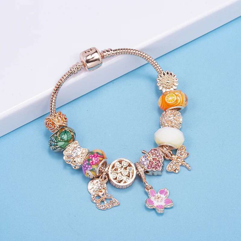 Summer Styles Charm Bracelets Fits DIY Flower Dragoy Heart Beads Bracelet Bangles For Women Men Bijoux Pulseras Jewelry Gift