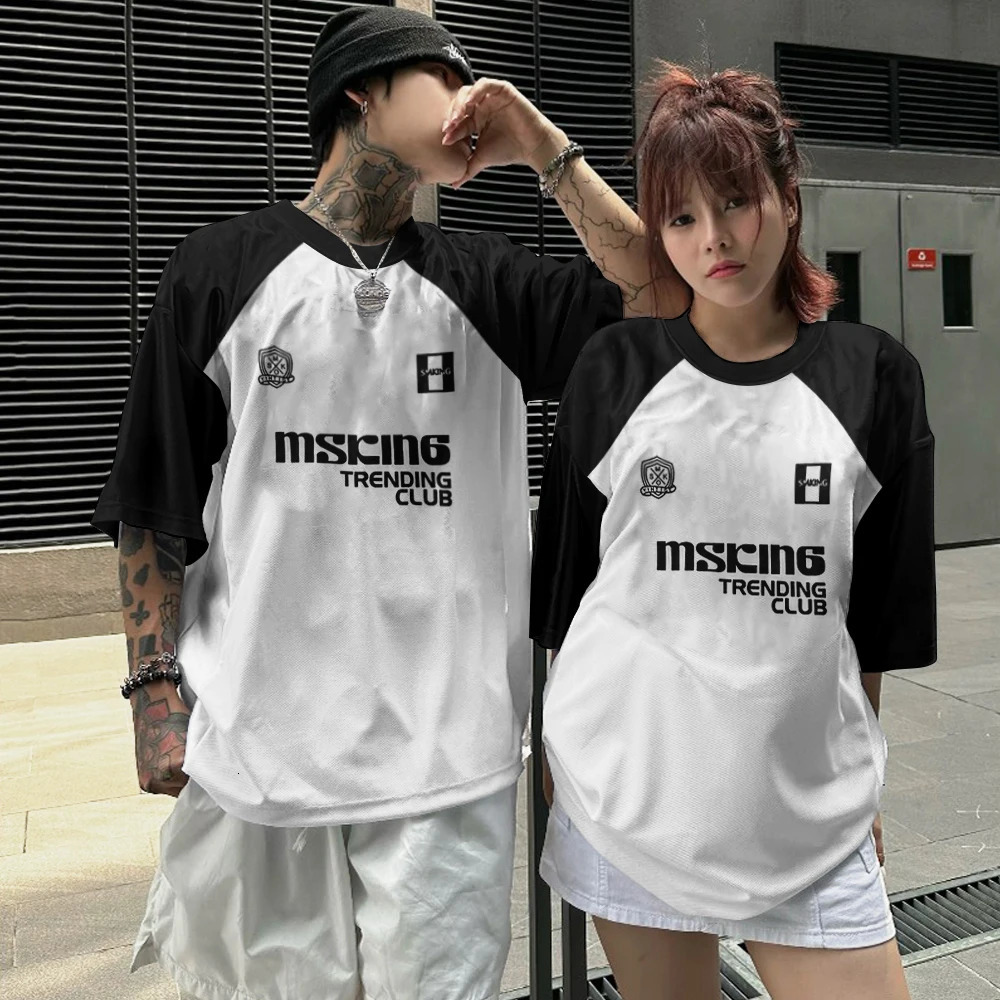 letter pattern mens Tshirt fashion short sleeved top summer loose oversized casual sportswear quick drying 250320