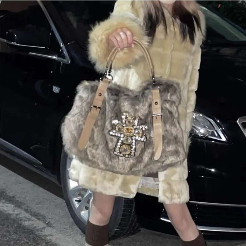 MBTI Y2k Womens Shoulder Autumn And Winter Fashion Crucifixion Vintage Tote Bag Haruku Rhie Large Capacity Handbag