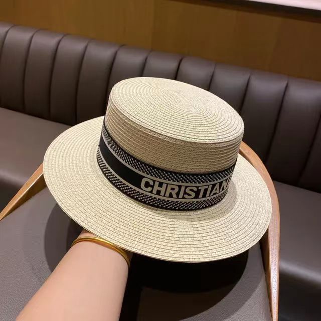 Woman Straw Bucket Hat Designer Cap Fitted Flat Beach Hats Women Caps Embroidery Style Summer TOP