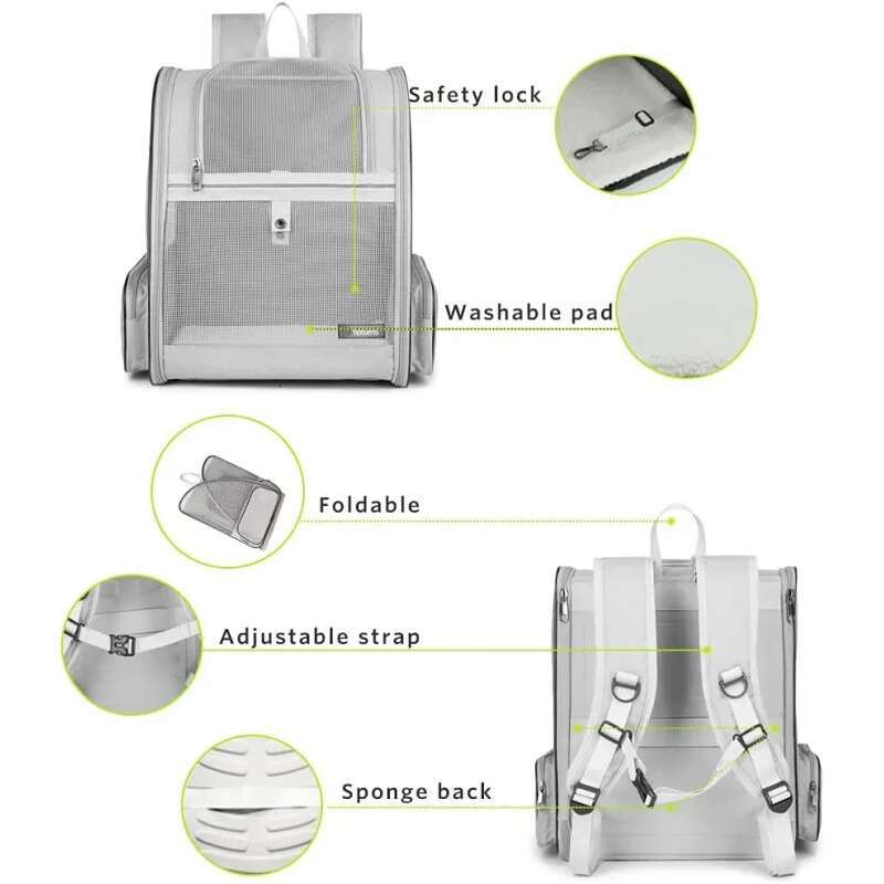 Pet Backpack Carrier Small Cats Dogs Ventilated Design, Safety Straps, Buckle Support, Collapsible | Designed Trav