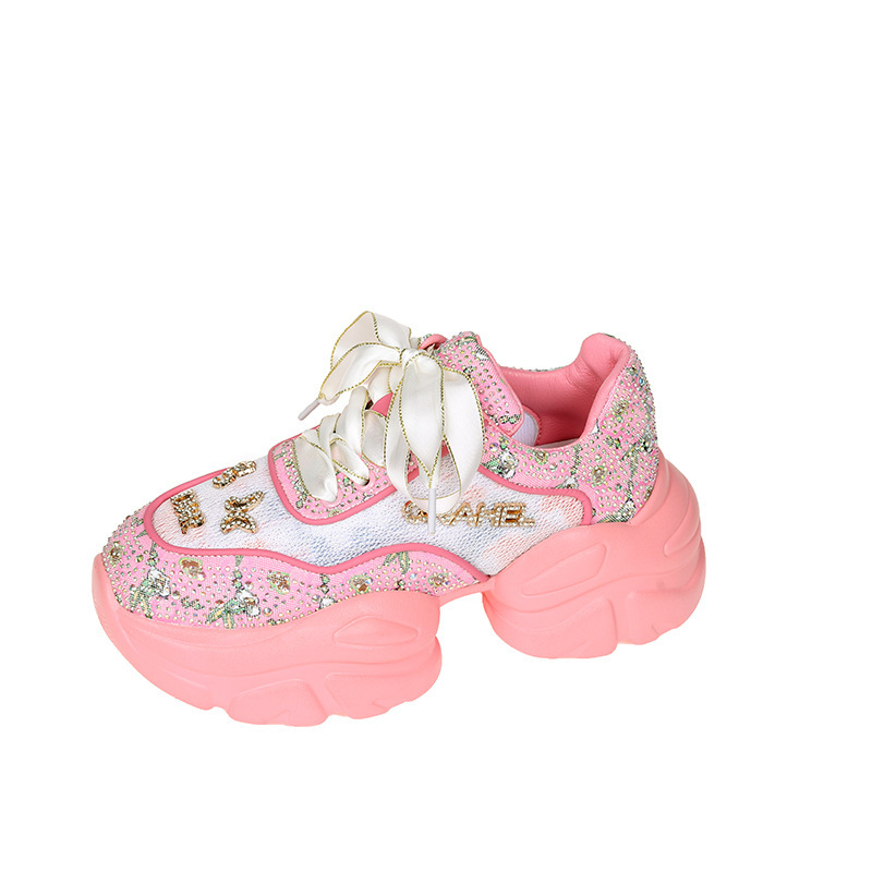 Women's Dad Shoes trendy on Instagram in 2025 New breathable style heightened thick-soled casual all-match mesh sports shoes