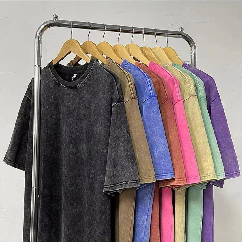 2025 Streetwear Washed Vintage T-Shirts Hip Hop Retro Punk T Shirt Women Tops Cotton Neutral Short Sleeve Acid Wash TShirts 250320