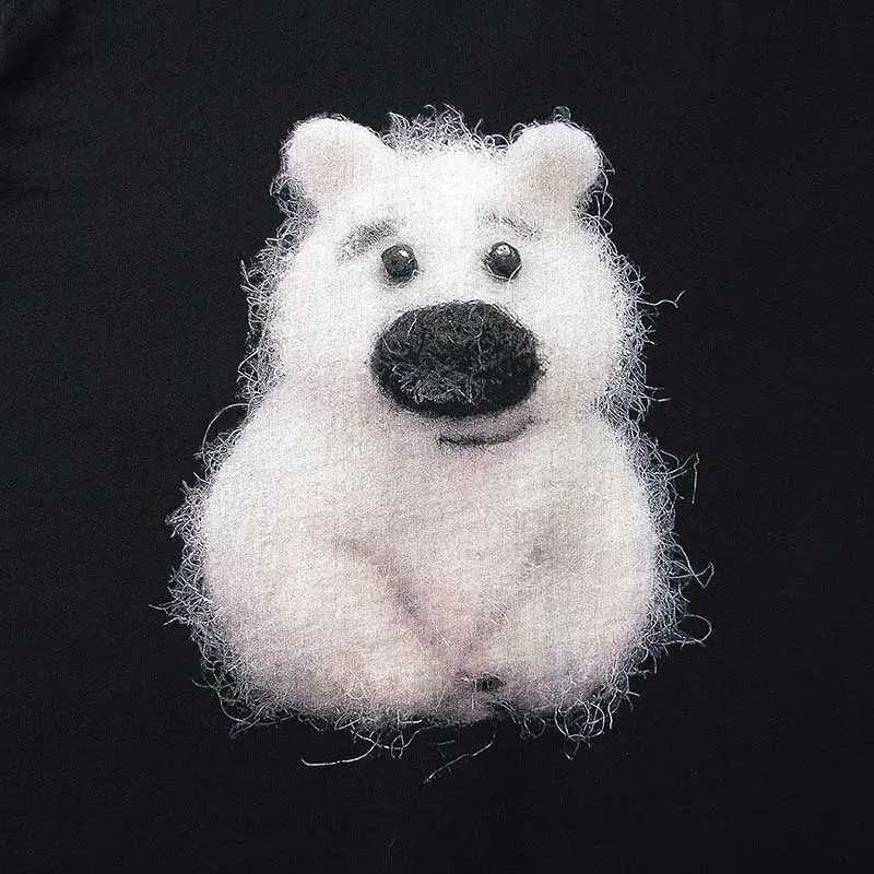 Chunyuyinjia luxury ladies Designer Cute funny Bear 3D Print pattern Short-Sleeve graphic T-Shirt Black Women Men couple TeeT250320