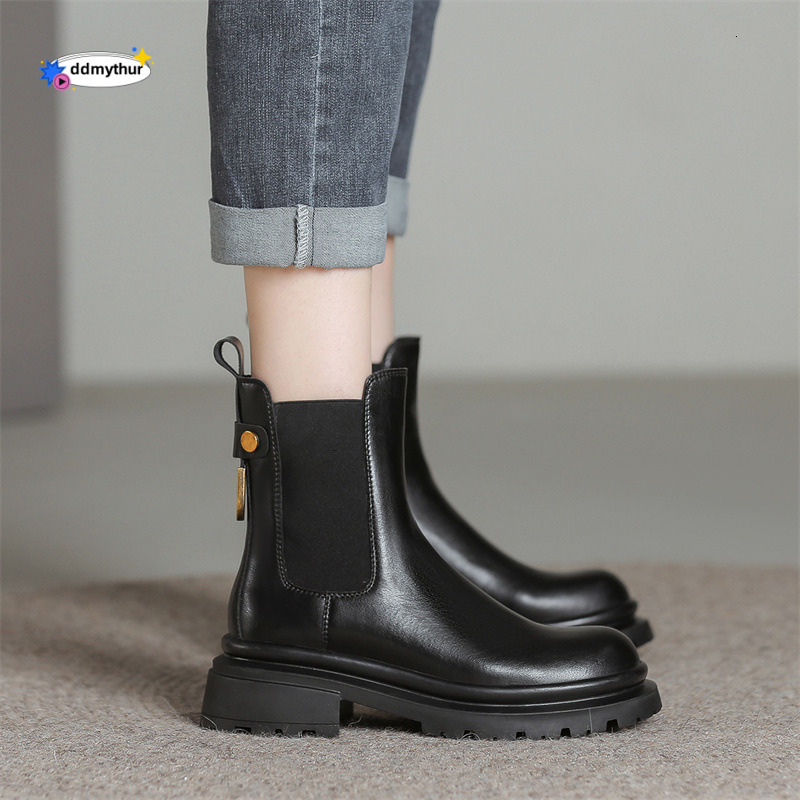Chelsea Women's 2023 New English Style Autumn Thick Sole Slimming Casual Versatile Short Boots ddmythur