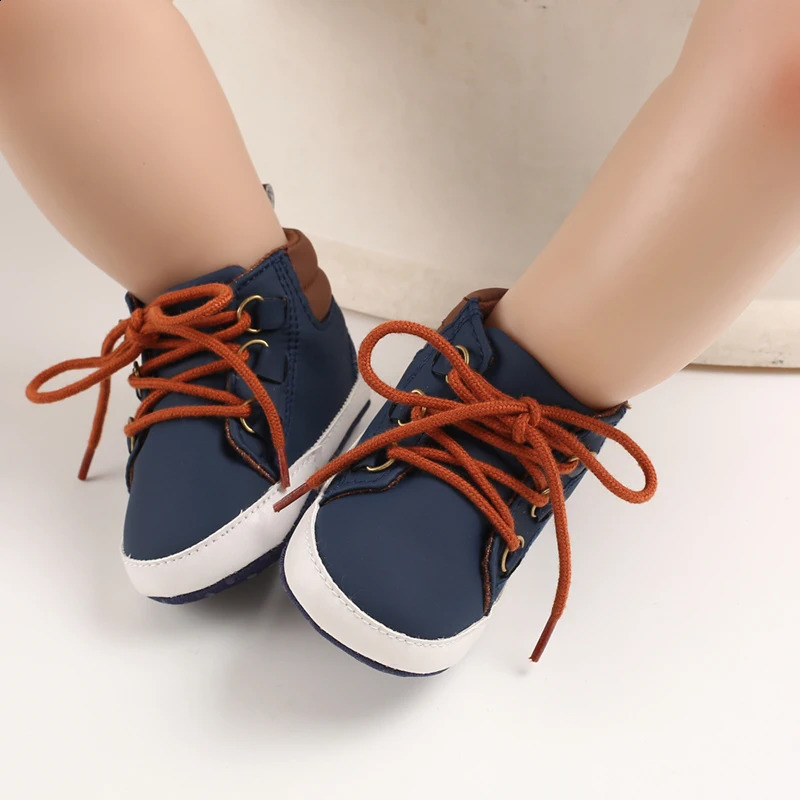 Blue Foreign Trade High Top Baby Shoes for 0-1 Year Old Boys Casual Sports Shoes Anti slip Walking Shoes 250319