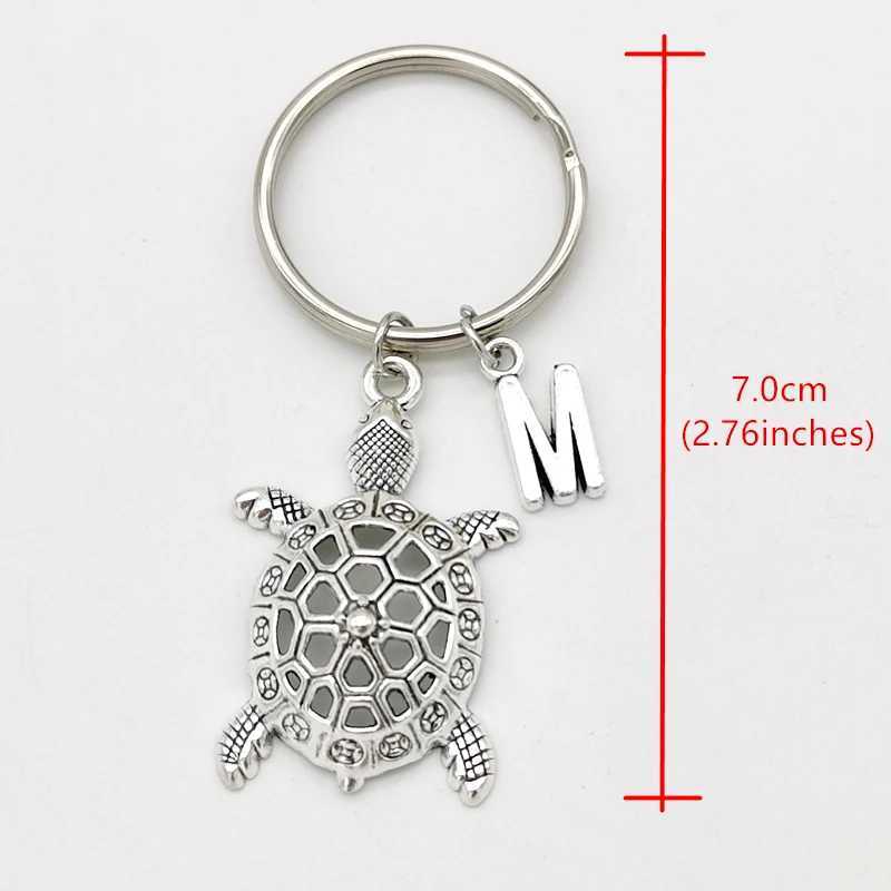 26 Letters Initial Keychain Turtle Pendant Key Chain Cute Turtle Charm Keyring Turtle Lover Jewelry GiftsXJ250319