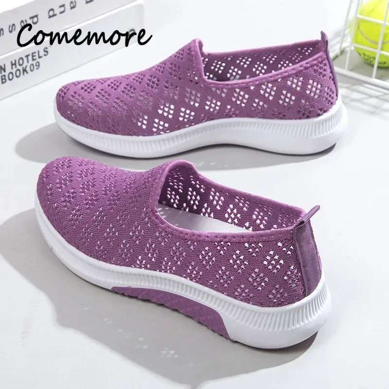NEW Summer Korean Mesh Comfortable Women Shoes Breathable Hollow Sports Walking Sneakers Casual Flat Ladies