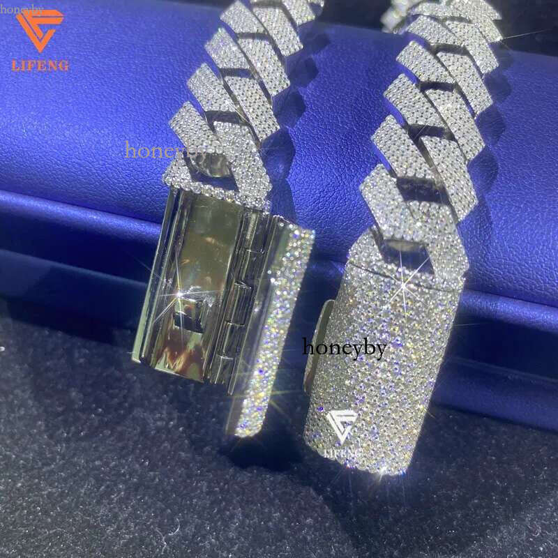 15Mm 4 18Mm Wide 3 Rows Sliver Mossanite Chain Iced Out Cuban k Bracelet For Men