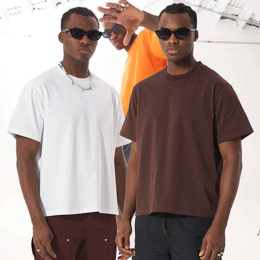 Versatile new product short Boxy Fit style pure cotton American trendy brand fall shoulder sleeve men's T-shirt