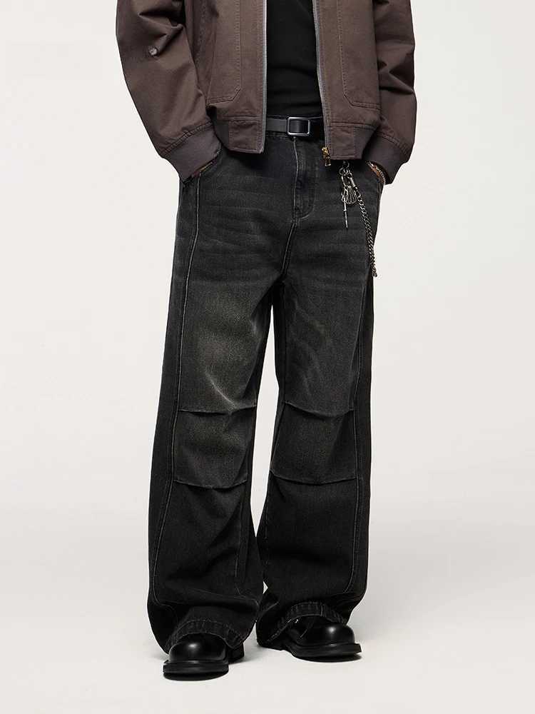 Mens jeans Baggy Casual Straight Autumn and winter Wide leg Pants New in High Street fashion Make old Retro Trousers for menT250319