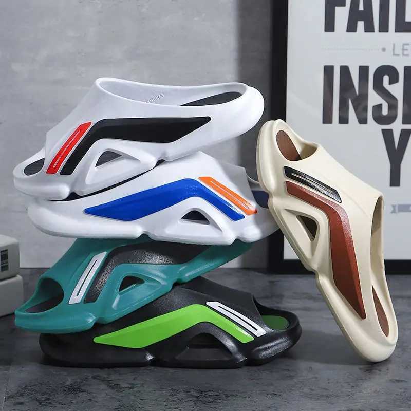 Summer mens slippers trend sports flip slippers. Wear anti slip and explosion-proof slippers. Mens outdoor thick soled and lightweight shoes Y250320