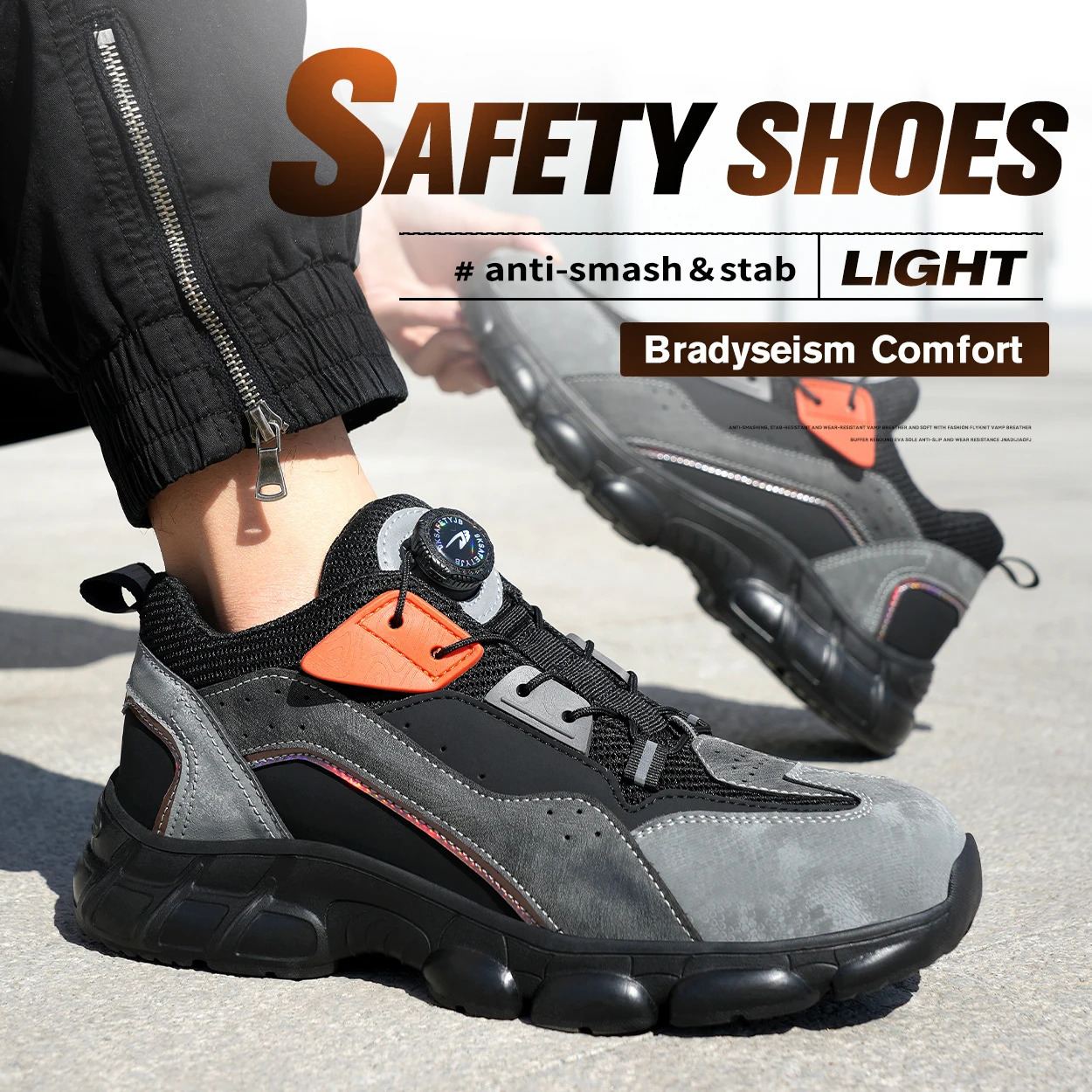 Anti-smash Anti-puncture Protective Shoes Steel Toe Boots Rotating Buttons Safety Shoes Men Waterproof Work Boots for Men 250317