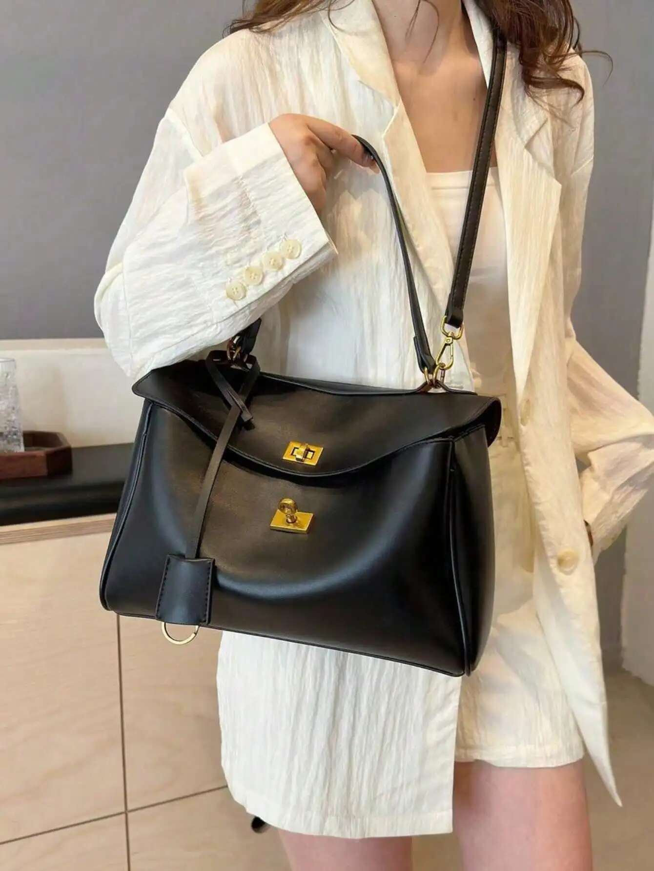 Fashionable Large Capacity Simple Vacation Style Casual & Urious One Shoulder Tote Bag, Multifunctional Shopping Bag