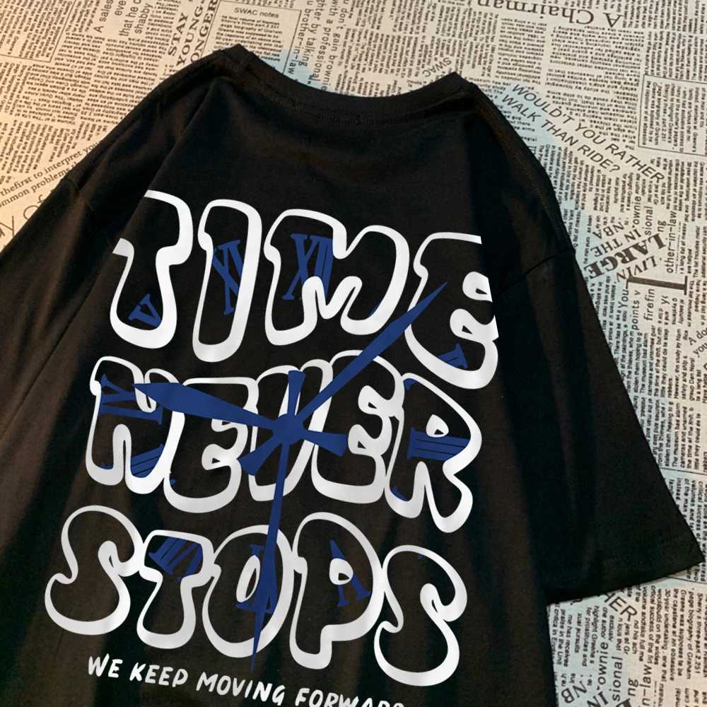 Time Never Stops Lets Keep Moving Forward Mens T-shirt Summer Cotton Top Simple Casual T-shirt Summer Crewneck T-shirtT250320