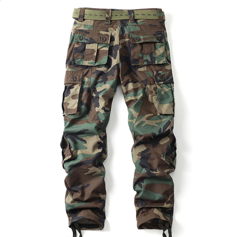 AKARMY camouflage multi flap pocket mens straight leg cargo pants loose casual outdoor work without straps 250319