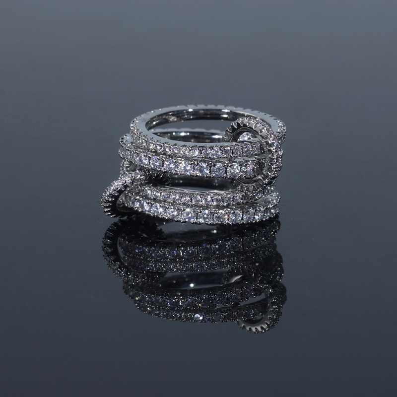 New Design Hot sales Multi Stacking Band Ring Pave silver pink gold color Cubic Zirconia For Women Finger Ring Jewelry wedding party ring