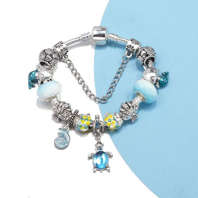 Summer Hot Sale Brand Charm Bracelets Fits DIY Dolphin Fish Beads Bracelet Bangles For Women Men Bijoux Pulseras Jewelry Gift
