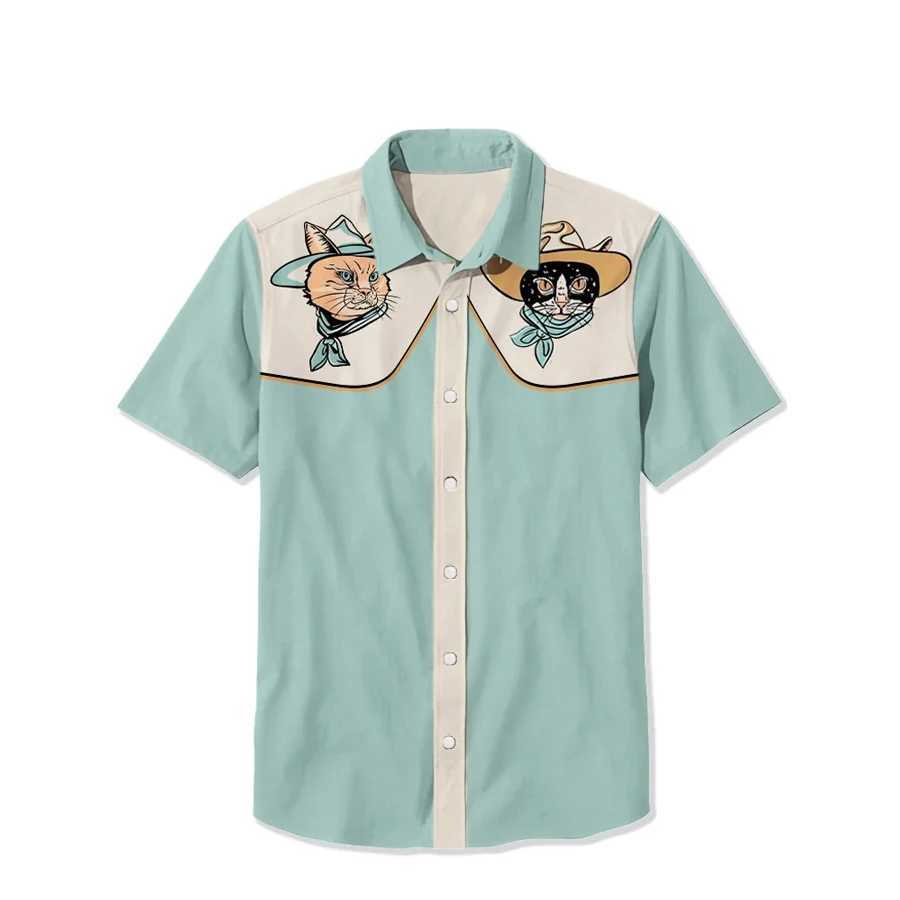 Mens summer casual fashion short sleeved mens loose breathable Hawaiian shirt mens casual mens top M250320