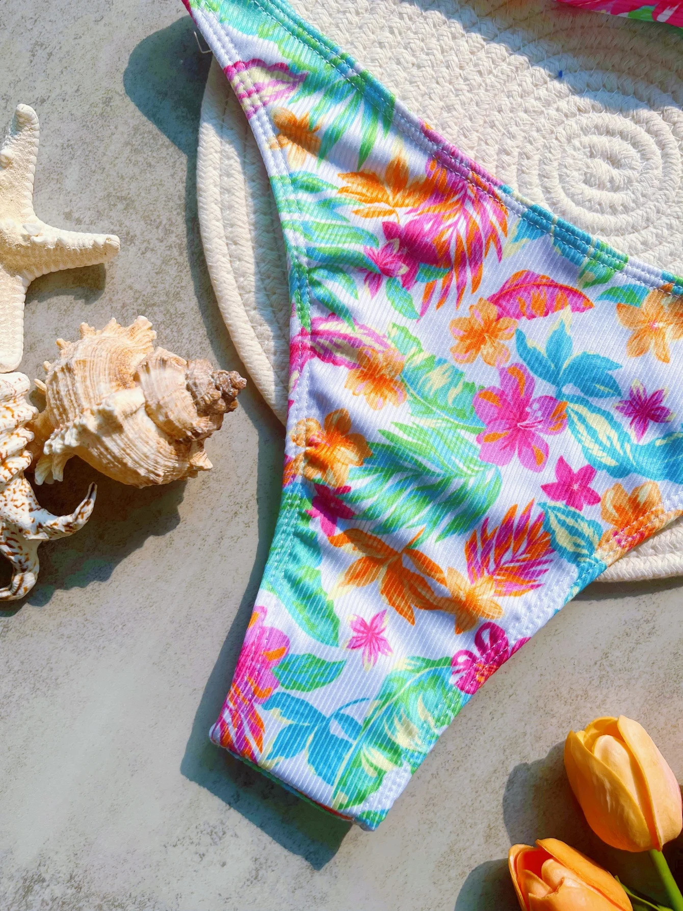 Factory printed Bandeau long leg cut bikini womens swimsuit twopiece set bathroom 250319