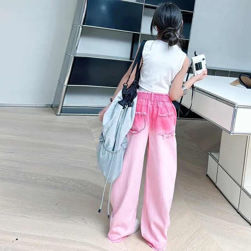 Youth Fashion Jeans Summer Girls Breakthrough 3D Butterfly Hanging Dyed Pants Personalized Loose Wide Leg Pants Fashion Trend 8TT250326