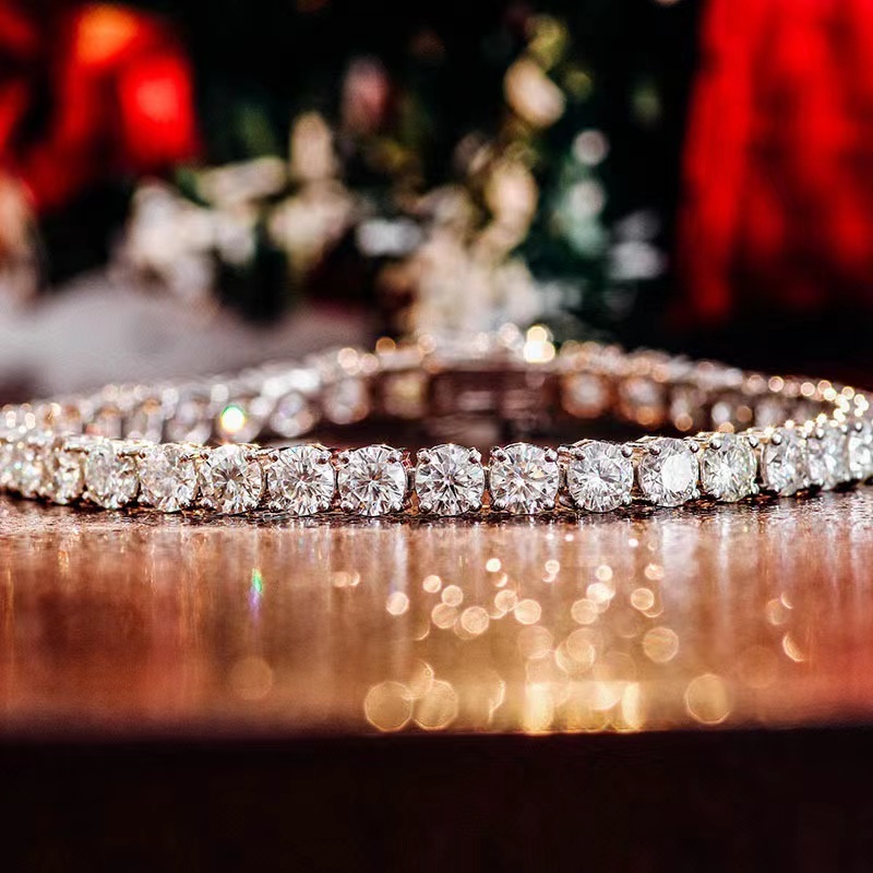 Real 10k Gold Moissanite Tennis Bracelet Women 2-3mm D Color VVS1 Moissanite Diamond Link Chain Bracelet Bangle Pass Tester Gift
