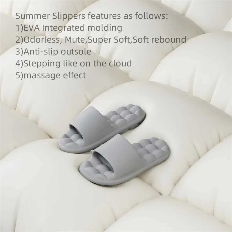 Mens anti slip EVA massager summer slippers lightweight bathroom comfortable sandals couple unisex indoor soft shoes Y250320