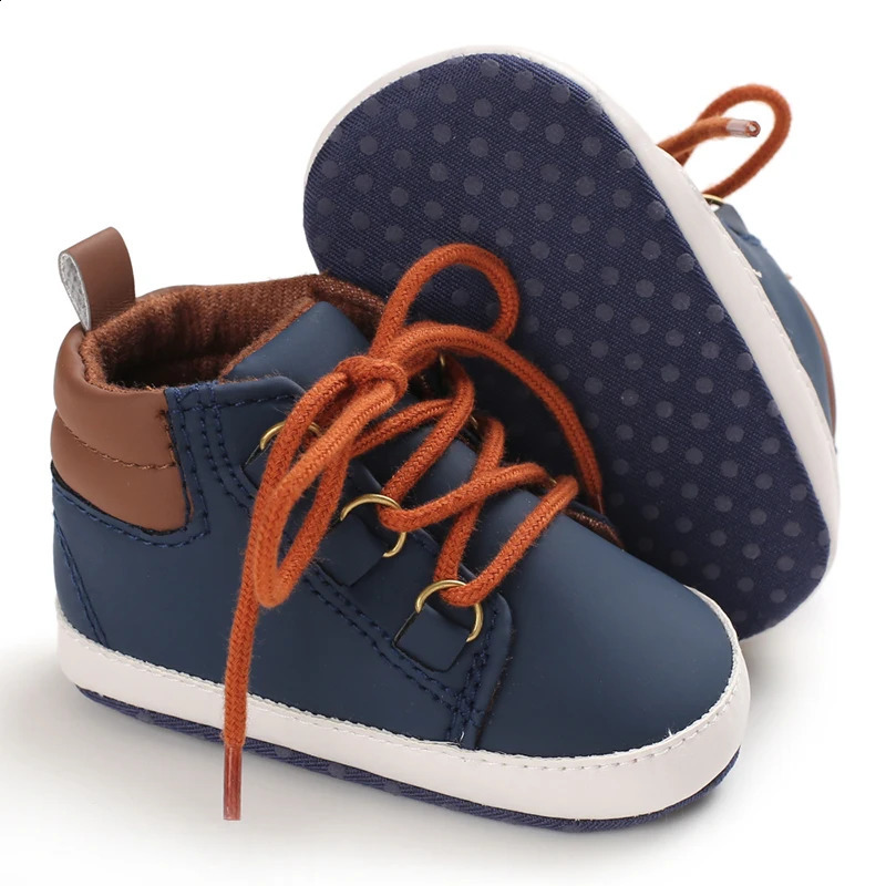 Blue Foreign Trade High Top Baby Shoes for 0-1 Year Old Boys Casual Sports Shoes Anti slip Walking Shoes 250319