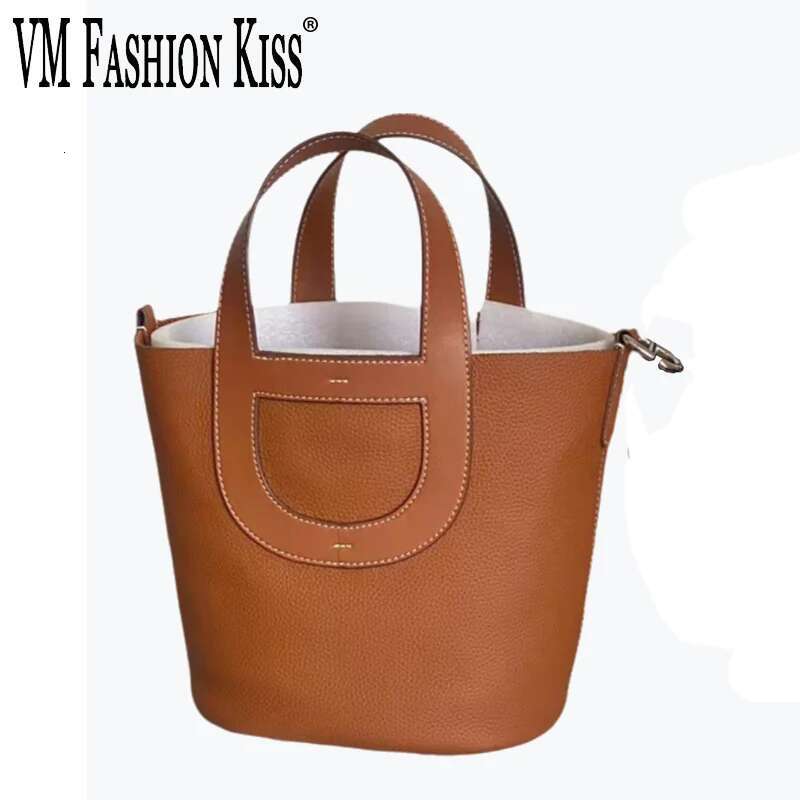2025 Women Top Handle Cowhide Bucket Bags Basket Crossbody Shoulder Bag Elegant And Stylish Handbags Genuine Leather