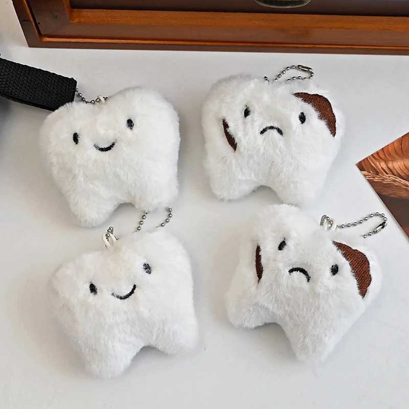 Cute Teeth Plush Toy Cartoon Wisdom Teeth Pendant Soft Stuffed Doll Keychain Car Key Ring Backpack Bag DecorXJ250319