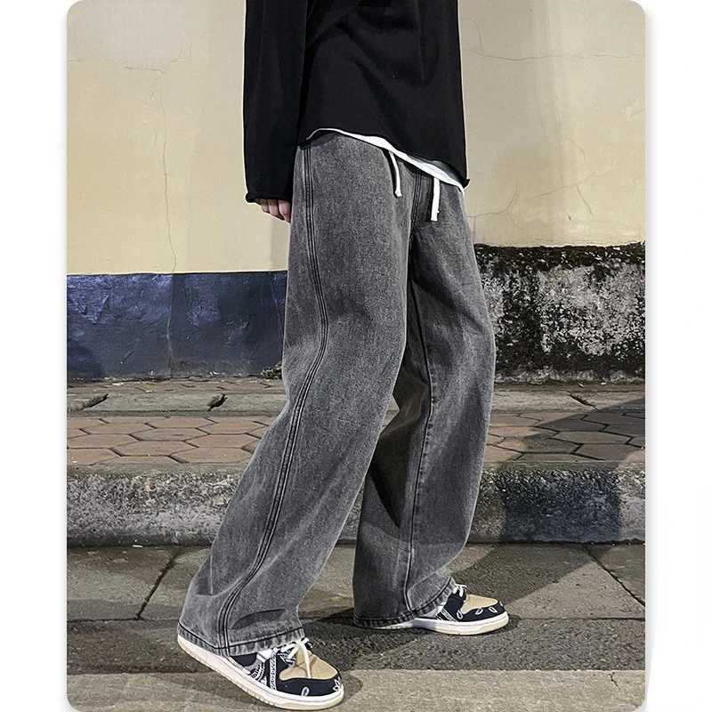 2024 mens hip-hop luggage jeans streetwear oversized wide leg pants loose and casual mens pants high-quality free deliveryT250319