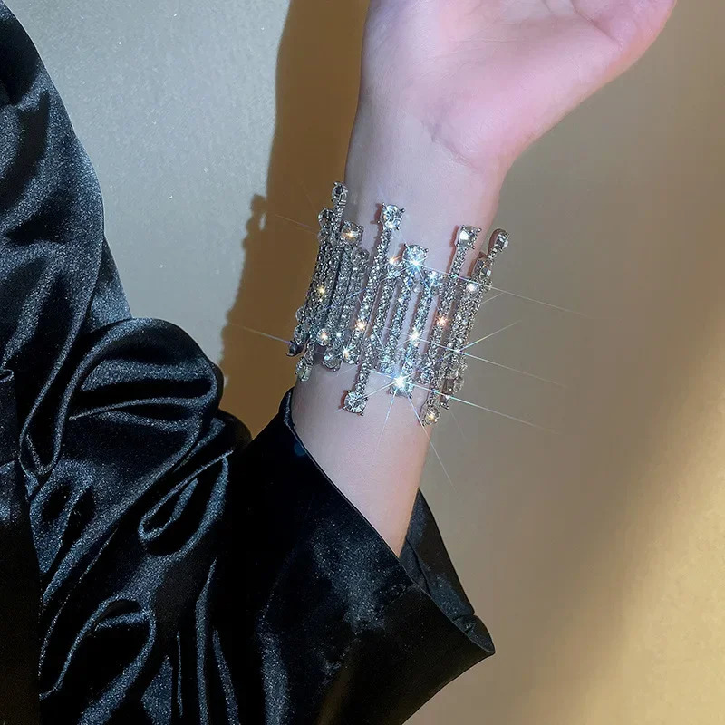 FYUAN Fashion Geometric Zircon Crystal Bracelet For Women Adjustable Elasticity Bracelets Party Jewelry Gifts 250320
