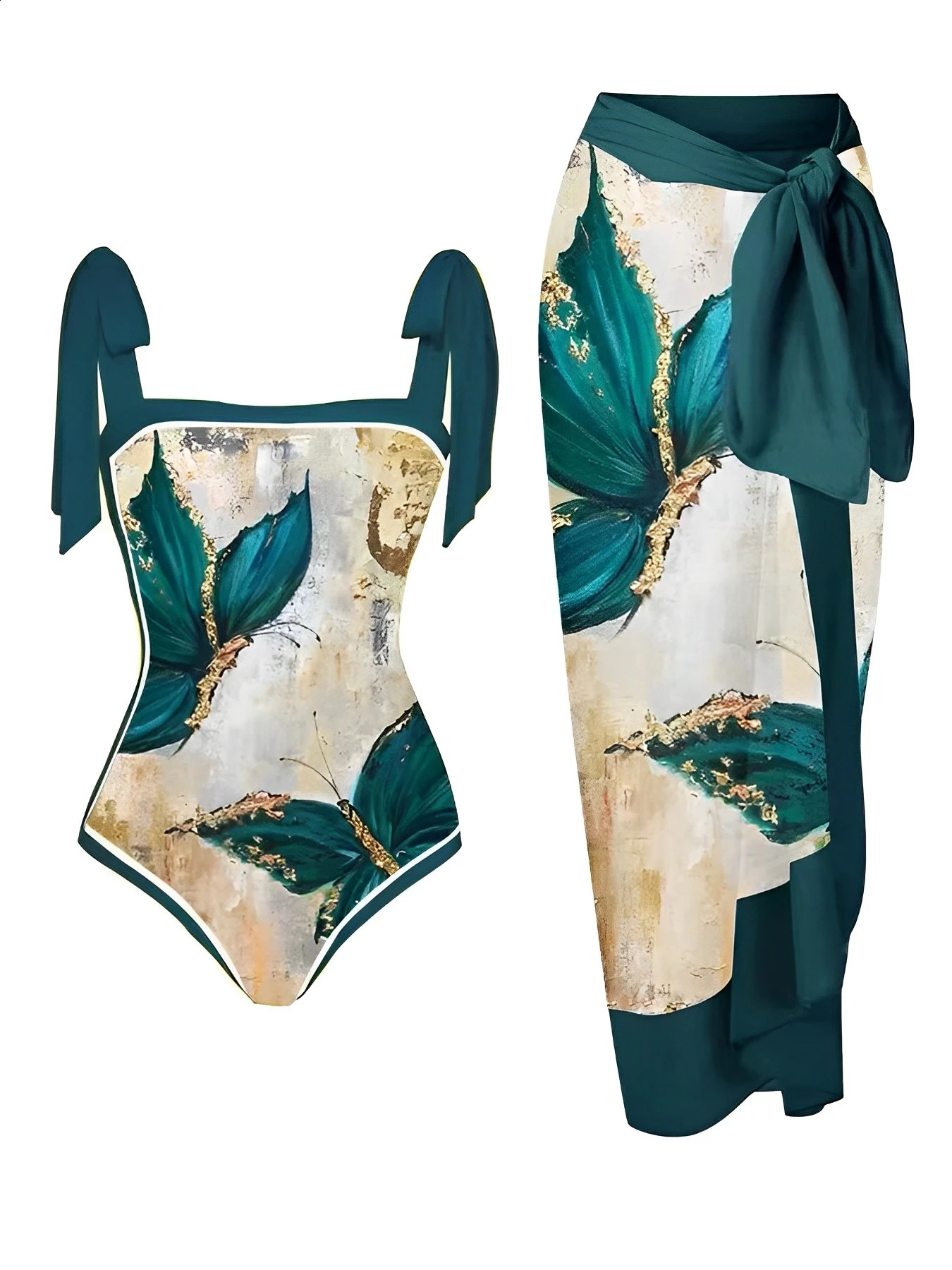 2023 printed onepiece swimsuit womens and beach skirt 2piece sexy 250312