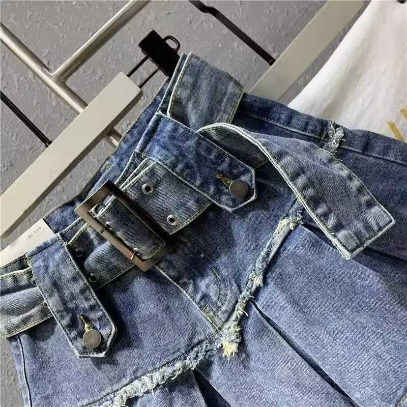 2024 New Three way Shoulder Strap Pocket Wash High Tool Denim Tight Clothes for Women Y2K Summer Retro Casual Clown A Tight ClothesXJ250320