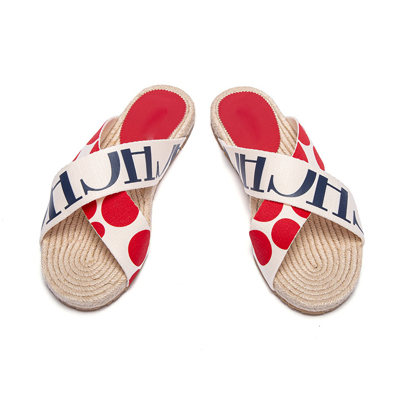 Designer CCHH Women's Holiday Beach Cross Woven Straw Slippers