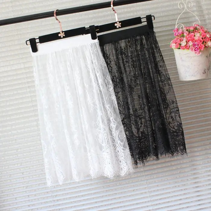 Women Skirt Extender Lace Hollow Out A-Line Women Lady Lace Slip Casual Skirt Underskirt Petticoat 250320