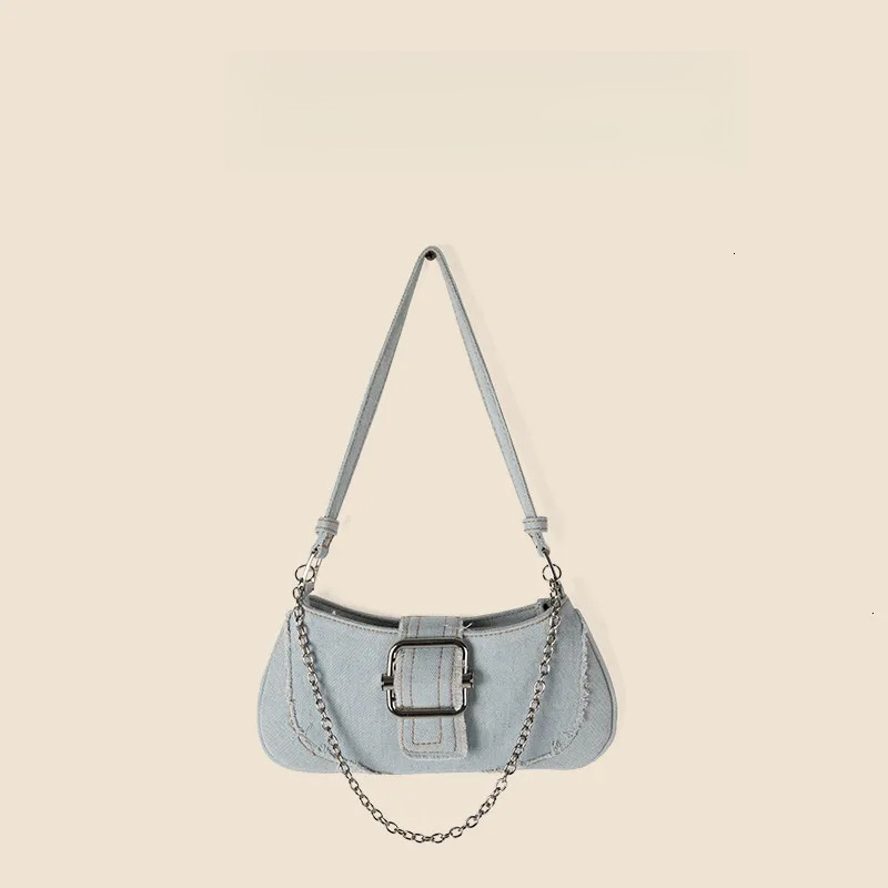 2025S Fashion Designer New Trendy Chain Denim Shoulder Girls High end And Niche Style Underarm Bag Summer Versatile For Women