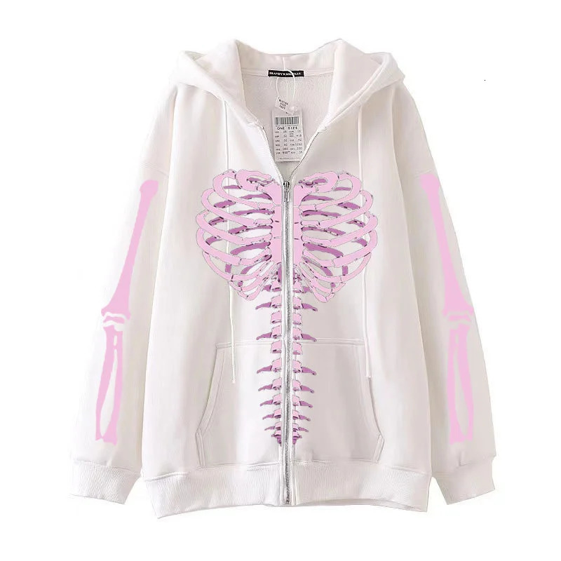 Dark style hiphop gothic Y2k skeleton butterfly zipper hoodie mens and womens Harajuku jacket sweater 250320Z