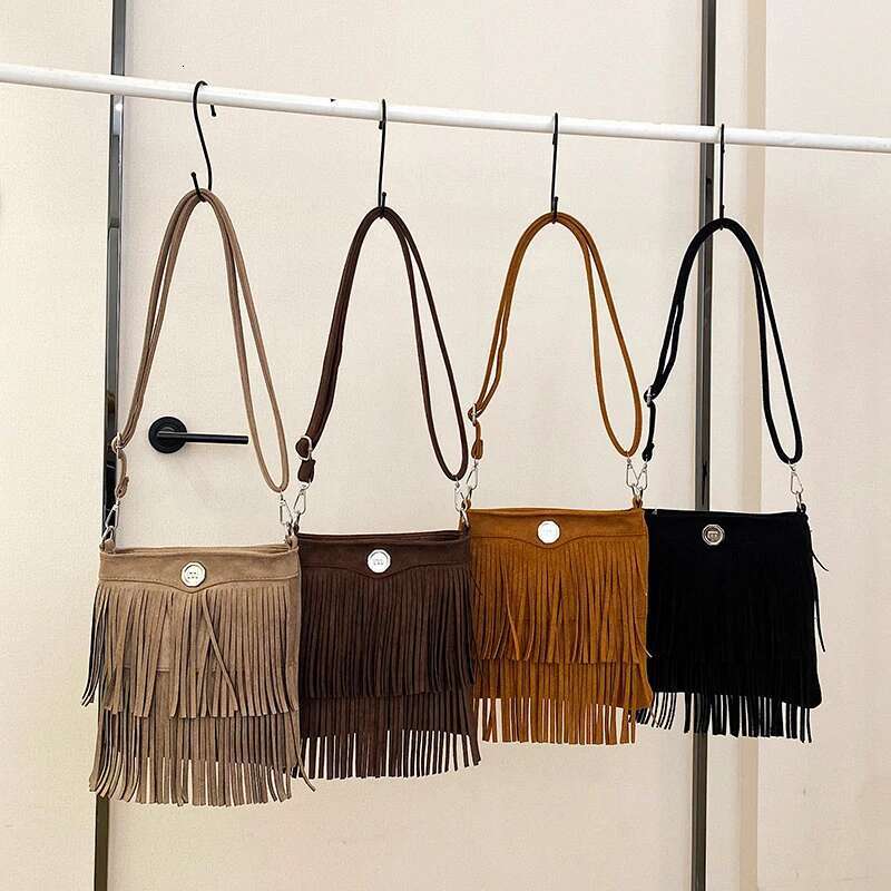 Retro Fringe Shoulder Ladies Hobo Tassel Crossbody Large Cell Phone Bag For Women Work Shopping Travel