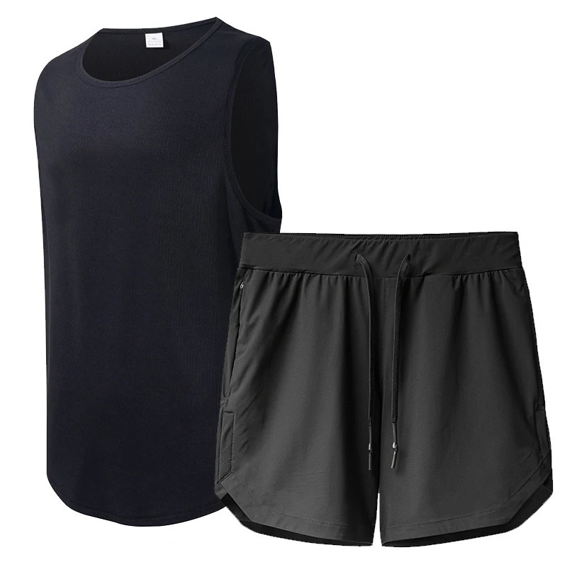ADED Summer Breathable Sports Suit Mens Loose-Fit Quick-Drying Vest and Short Quarter Pants Casual Ensemble 250320