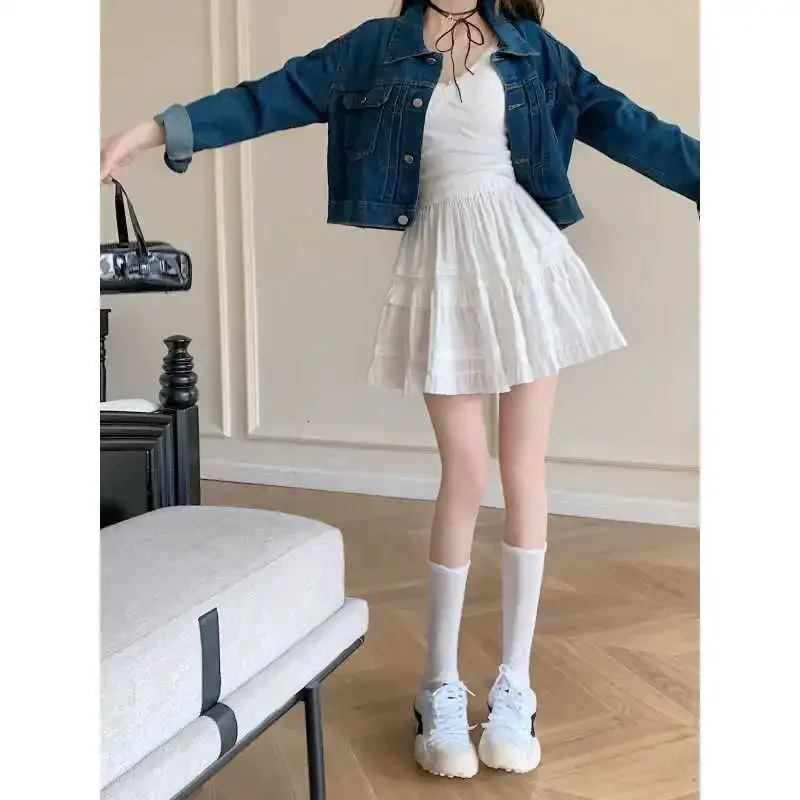 Plus Size Sweet Ballet Style White Puffy Half Skirt A- Line Summer Short Skirt for plus Size Women Cake Skirt Real S Big Size 250320