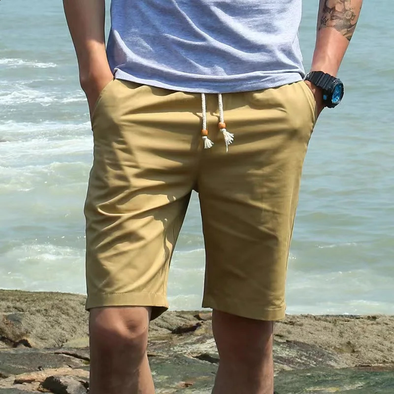 2024 mens casual shorts fitness jogging pants vintage classic color clothing waist pendant bead drawstring sports 250312